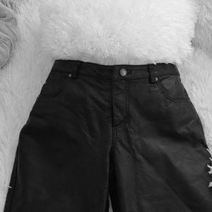 Genuine black leather pants